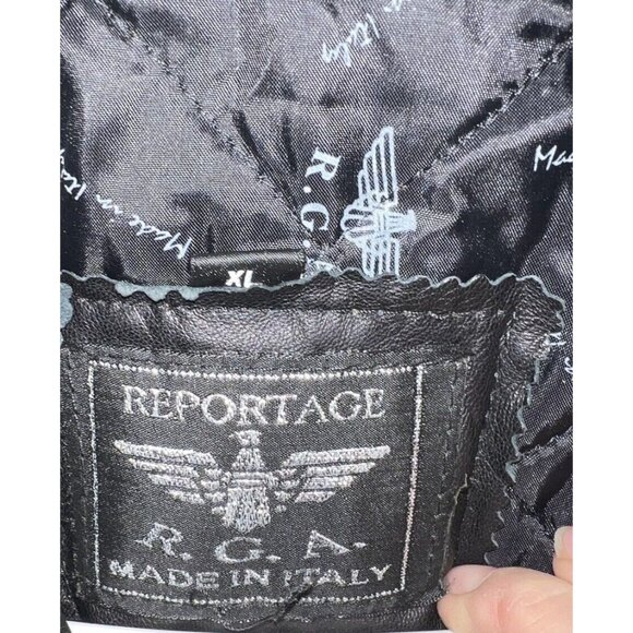R.G.A. Mens Black Leather Jacket Size XL With Zip Closure & Polyester Lining - Picture 3 of 6